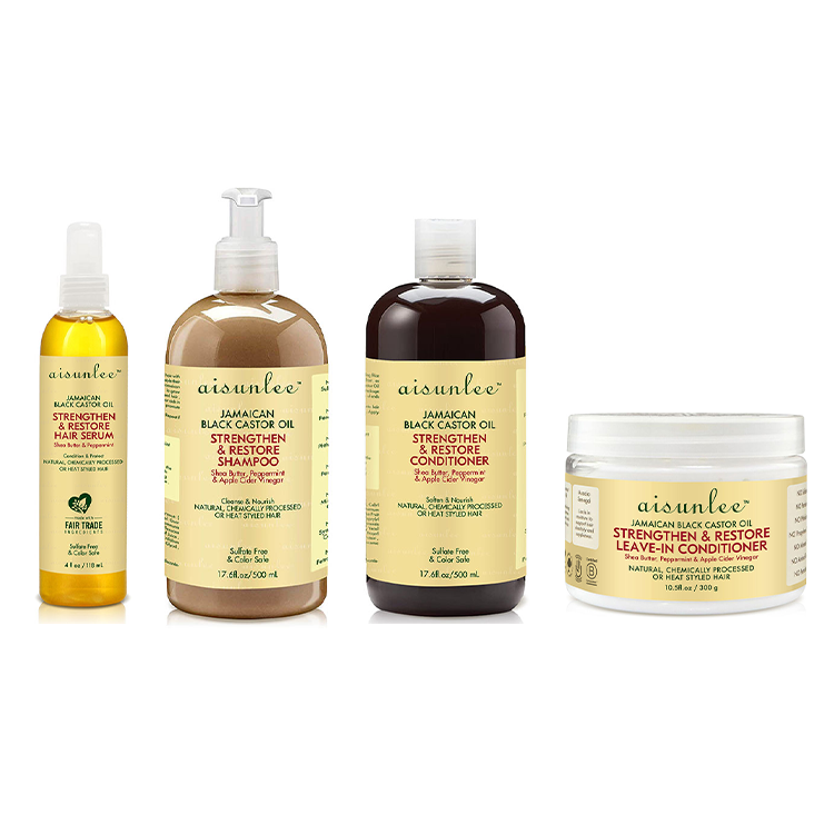 Herbal Black Castor Oil Hair Care Set Shampoo And Conditioner Kits